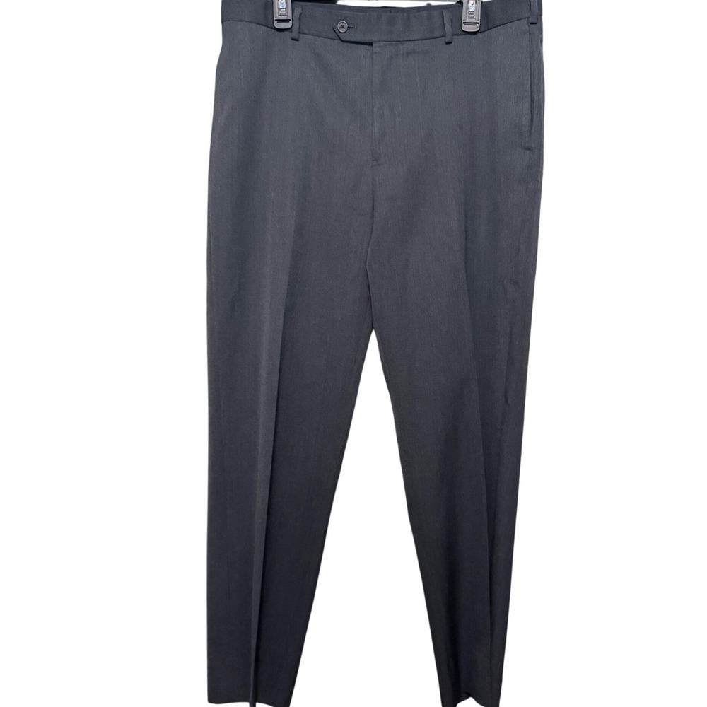 Brooks Brothers Madison Dress Pants Mens 38x32 Charcoal Gray Flat Front Trousers